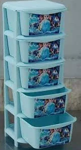 Aqua Plast 5-Layer Printed Storage Cabinet – Heavy Duty Plastic Drawer & Organizer for Kids