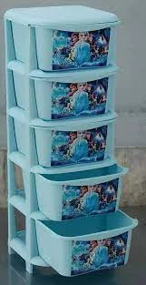 Aqua Plast 5-Layer Printed Storage Cabinet – Heavy Duty Plastic Drawer & Organizer for Kids
